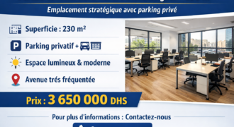 Bureau commercial à vendre à Rabat Agdal – 230 m² avec parking