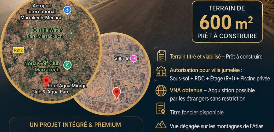 Terrain à vendre à Marrakech – 600 m² pour villa de prestige