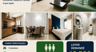 Appartement meublé à louer Agdal Rabat – 120 m²