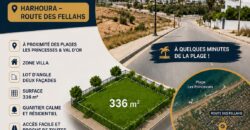 Terrain villa à vendre Harhoura – Lot d’angle 336 m² proche plage