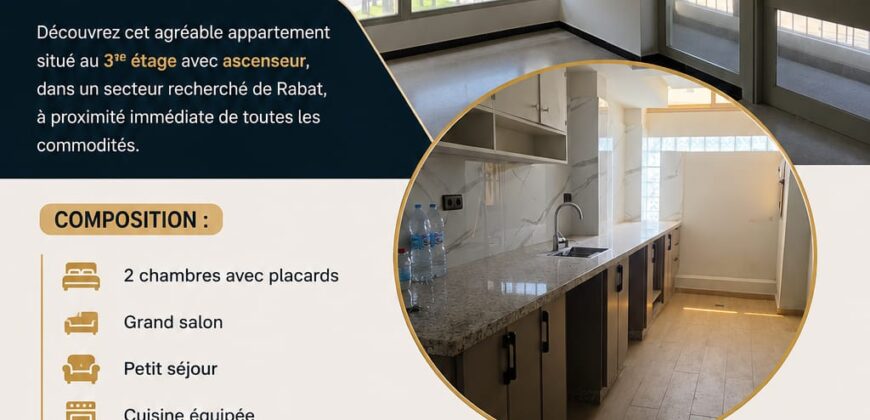 Appartement à louer Rabat proche Théâtre Mohammed V –  garage
