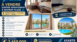 Appartement à vendre Skhirat Plage – 150 m² avec vue piscine
